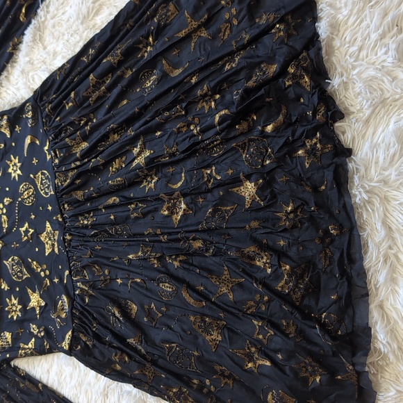 NWT Blackmilk Burned Velvet Christmas Baubles Gold Foil Romance Heavenly Dress - Picture 6 of 16